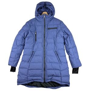 OROLAY Parka Coat Womens L Violet Blue Hooded Long Duck Down Puffer Jacket